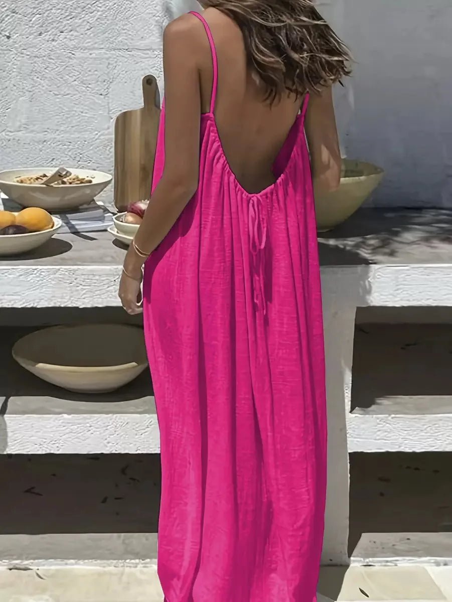 2026 Loose-Fit Spaghetti Strap Dress Women's Casual Homewear Summer Dress Solid-Color Vacation Cool Homewear - flohmarkt-deutschland.shop