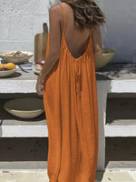 2026 Loose-Fit Spaghetti Strap Dress Women's Casual Homewear Summer Dress Solid-Color Vacation Cool Homewear - flohmarkt-deutschland.shop