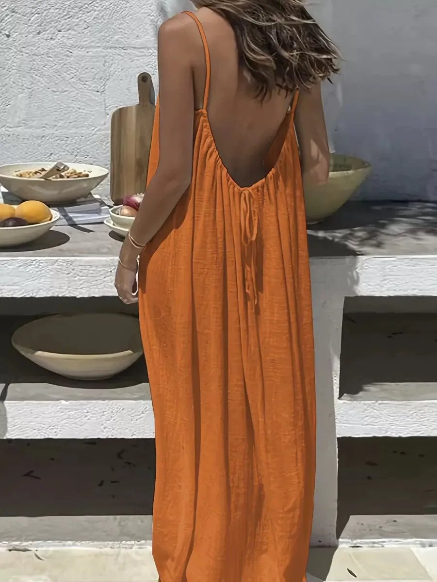 2026 Loose-Fit Spaghetti Strap Dress Women's Casual Homewear Summer Dress Solid-Color Vacation Cool Homewear - flohmarkt-deutschland.shop