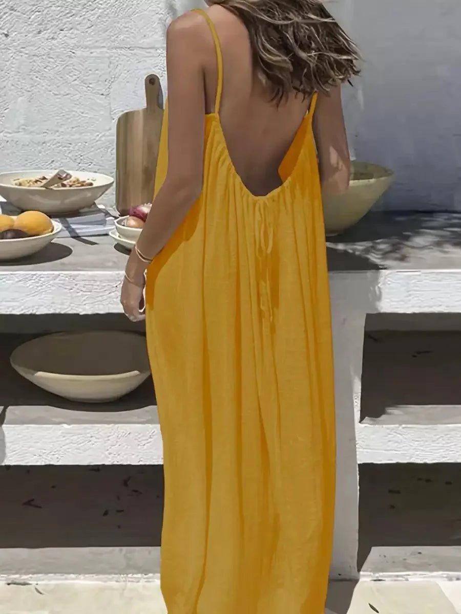 2026 Loose-Fit Spaghetti Strap Dress Women's Casual Homewear Summer Dress Solid-Color Vacation Cool Homewear - flohmarkt-deutschland.shop