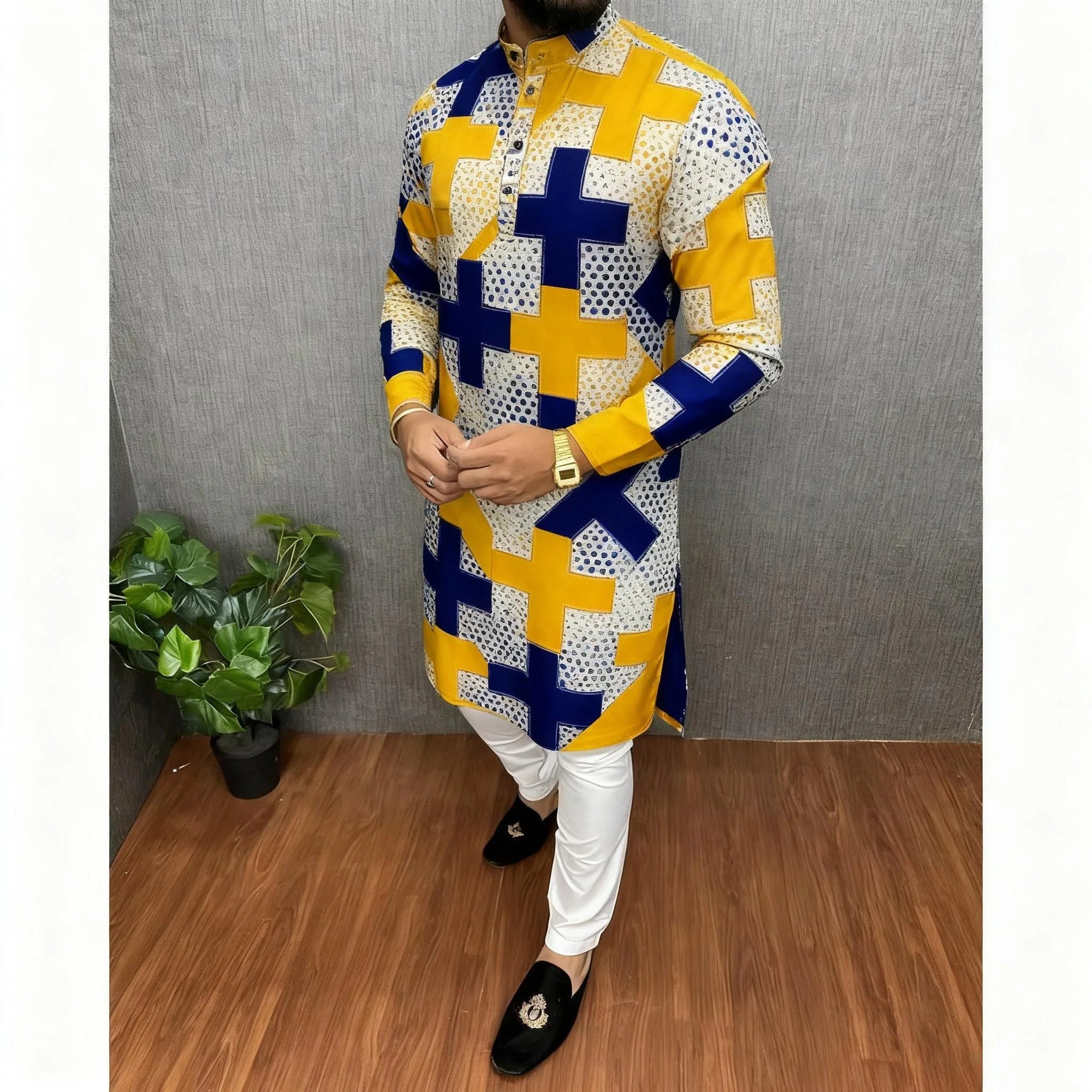 2026 Men's Clothing Ethnic Print Plus Size Tops Wedding Wear Classic Morocco Kaftan Herren Muslim Tenue Arabe Homme - flohmarkt-deutschland.shop