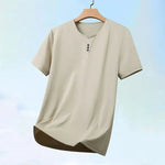 2026 neue männer Business Casual Drei Taste V-ausschnitt Kurzarm T-shirt Koreanischen Stil Sommer Komfortable Vielseitige Top - flohmarkt-deutschland.shop