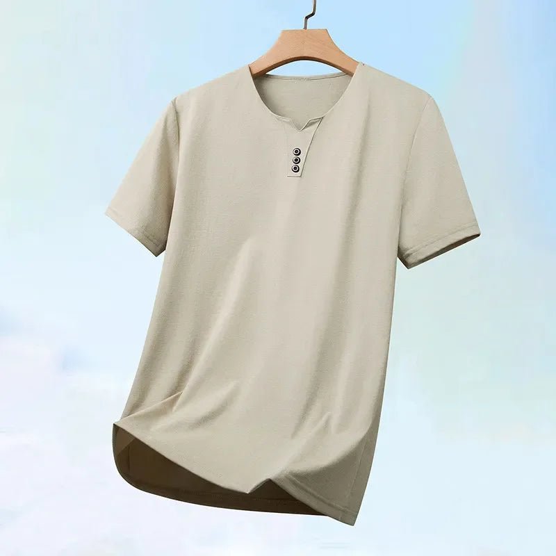 2026 neue männer Business Casual Drei Taste V-ausschnitt Kurzarm T-shirt Koreanischen Stil Sommer Komfortable Vielseitige Top - flohmarkt-deutschland.shop