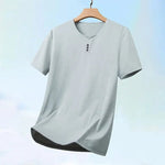 2026 neue männer Business Casual Drei Taste V-ausschnitt Kurzarm T-shirt Koreanischen Stil Sommer Komfortable Vielseitige Top - flohmarkt-deutschland.shop
