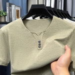 2026 neue männer Business Casual Drei Taste V-ausschnitt Kurzarm T-shirt Koreanischen Stil Sommer Komfortable Vielseitige Top - flohmarkt-deutschland.shop