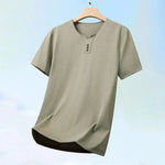 2026 neue männer Business Casual Drei Taste V-ausschnitt Kurzarm T-shirt Koreanischen Stil Sommer Komfortable Vielseitige Top - flohmarkt-deutschland.shop
