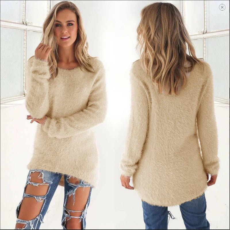 2026, Plus Größe Frauen Warme Pullover Einfarbig O Hals Lose Gestrickte Pullover Lange Pullover Casual Bluse Dame Oversize Kleidung - flohmarkt-deutschland.shop