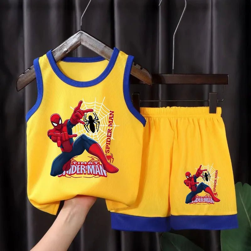 2026 Sommer Atmungsaktive Bequeme Mesh-Basketball-Kleidungssets für Jungen, Lässige Kinder-Outfits, Outdoor-Urlaubsweste mit Cartoon-Print-Set - flohmarkt-deutschland.shop