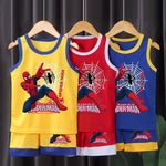 2026 Sommer Atmungsaktive Bequeme Mesh-Basketball-Kleidungssets für Jungen, Lässige Kinder-Outfits, Outdoor-Urlaubsweste mit Cartoon-Print-Set - flohmarkt-deutschland.shop