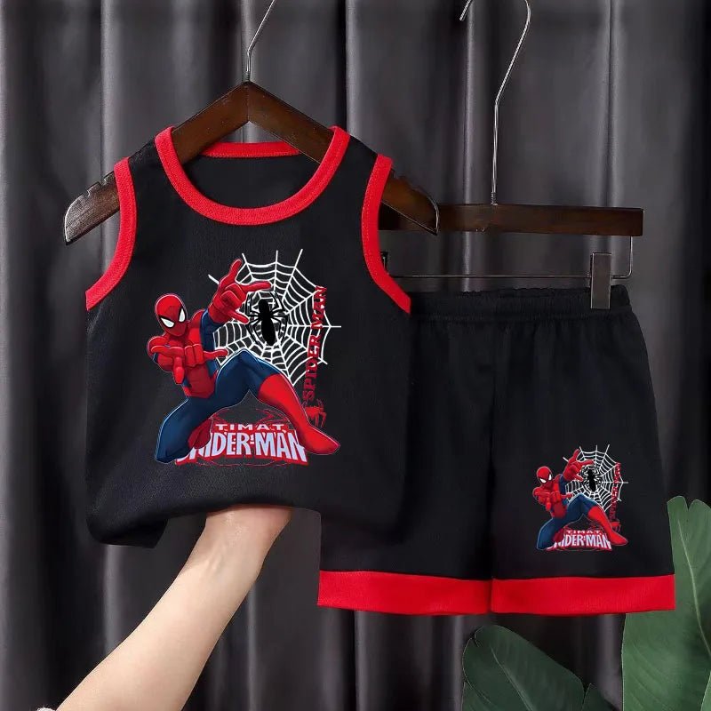 2026 Sommer Atmungsaktive Bequeme Mesh-Basketball-Kleidungssets für Jungen, Lässige Kinder-Outfits, Outdoor-Urlaubsweste mit Cartoon-Print-Set - flohmarkt-deutschland.shop