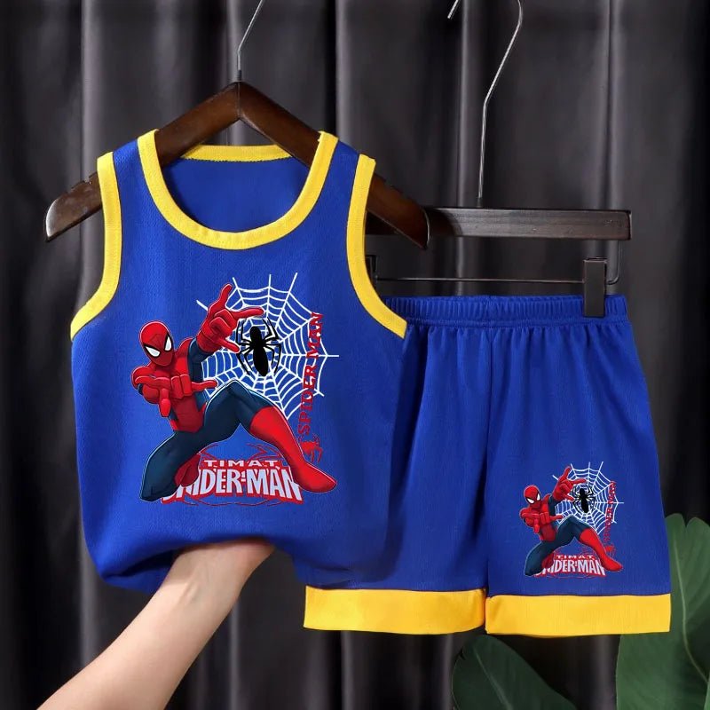 2026 Sommer Atmungsaktive Bequeme Mesh-Basketball-Kleidungssets für Jungen, Lässige Kinder-Outfits, Outdoor-Urlaubsweste mit Cartoon-Print-Set - flohmarkt-deutschland.shop