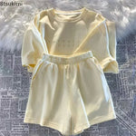2026 Summer Women Shorts Sets Casual Two Pieces Short Sleeve T Shirts and High Waist Short Pants Solid Outfits Tracksuit 2PCS - flohmarkt-deutschland.shop