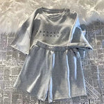 2026 Summer Women Shorts Sets Casual Two Pieces Short Sleeve T Shirts and High Waist Short Pants Solid Outfits Tracksuit 2PCS - flohmarkt-deutschland.shop