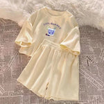 2026 Summer Women Shorts Sets Casual Two Pieces Short Sleeve T Shirts and High Waist Short Pants Solid Outfits Tracksuit 2PCS - flohmarkt-deutschland.shop