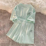 2026 Summer Women Shorts Sets Casual Two Pieces Short Sleeve T Shirts and High Waist Short Pants Solid Outfits Tracksuit 2PCS - flohmarkt-deutschland.shop
