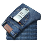 2026 Top-Marke Gewaschene Jeans-Hose Vier-Jahreszeiten-Herren-Jeans Hochwertige Business-Casual-Jeans mit Hohem Bund - flohmarkt-deutschland.shop