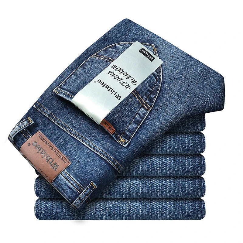 2026 Top-Marke Gewaschene Jeans-Hose Vier-Jahreszeiten-Herren-Jeans Hochwertige Business-Casual-Jeans mit Hohem Bund - flohmarkt-deutschland.shop