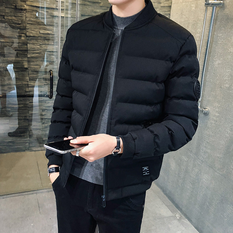 Winter Slim Fit Men's Cotton Jacket with Stand Collar