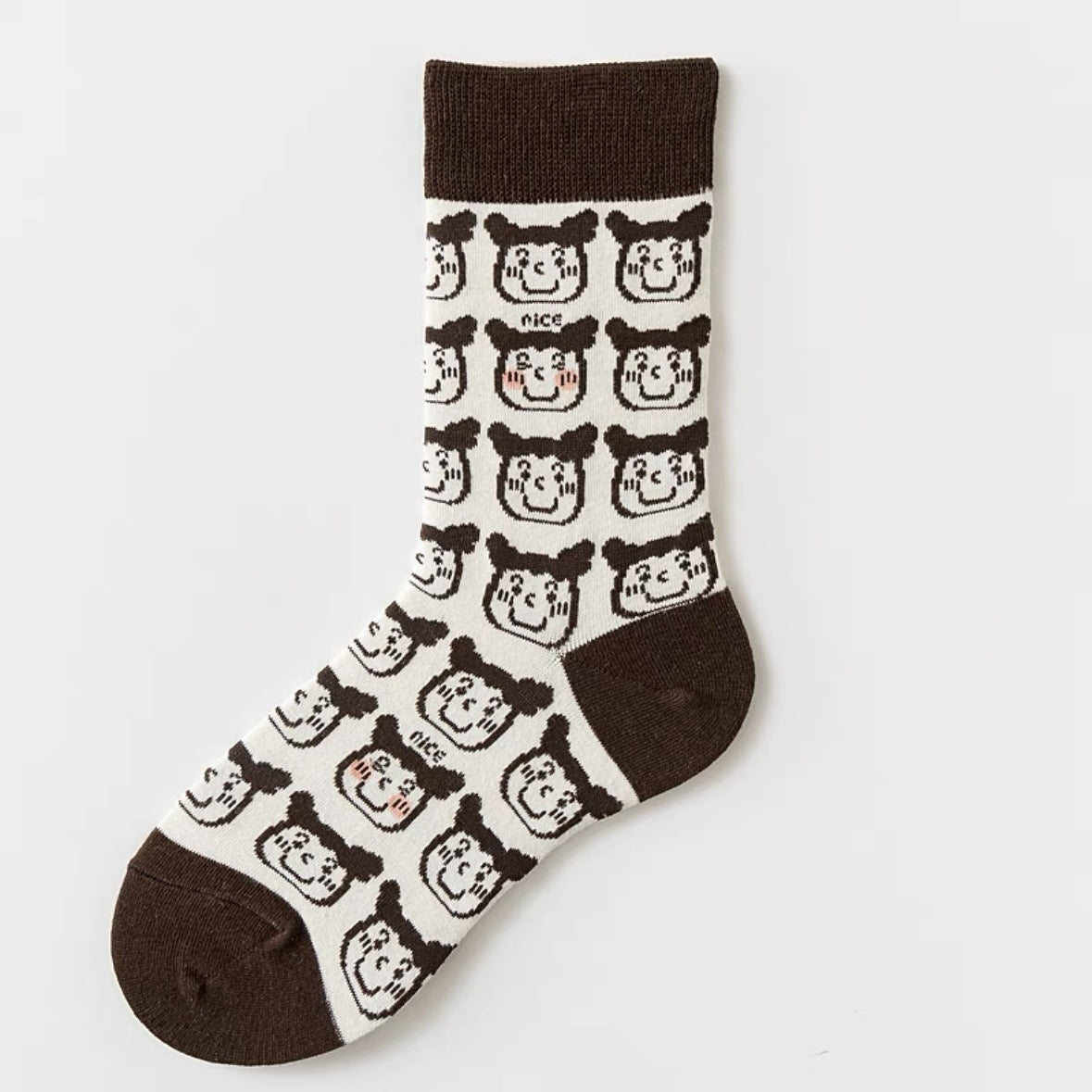 Cute Cartoon Mid-Calf Socks for Women - Zebra & Puppy