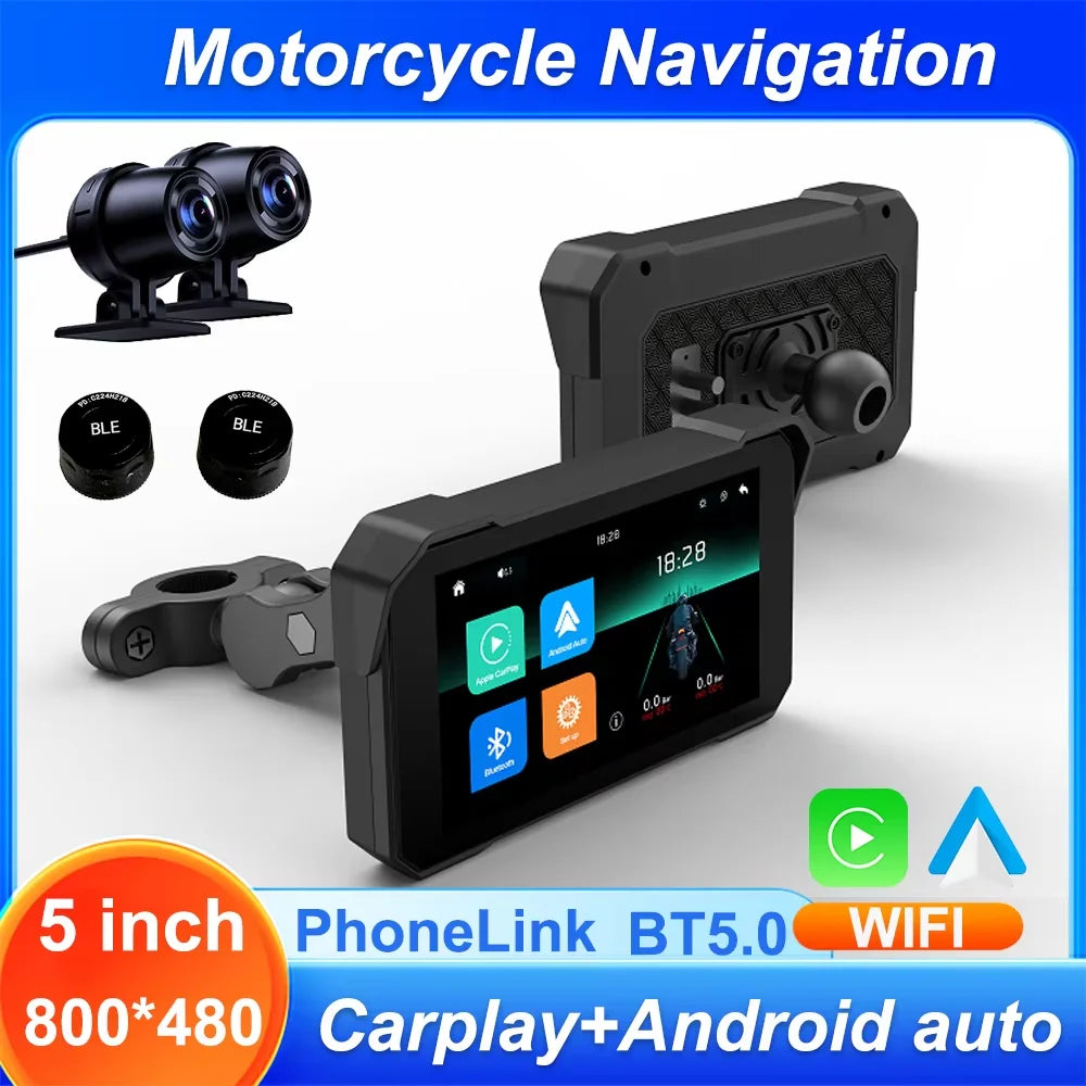5/7 inch Carplay Motorcycle DVR Navigation GPS Wireless CarPlay Android Auto Airplay Display Screen Portable Moto Monitor IPX7