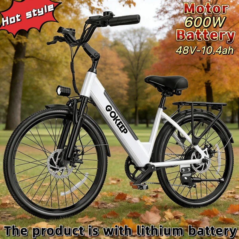 26-Zoll modisches E-Bike, 600W bürstenloser Motor, 48V-10.4Ah Lithium-Akku, elektrisches Moped, Elektrofahrrad für Erwachsene - flohmarkt-deutschland.shop
