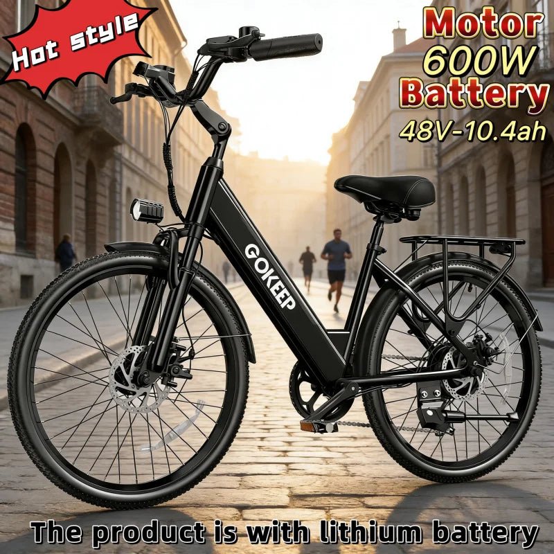 26-Zoll modisches E-Bike, 600W bürstenloser Motor, 48V-10.4Ah Lithium-Akku, elektrisches Moped, Elektrofahrrad für Erwachsene - flohmarkt-deutschland.shop