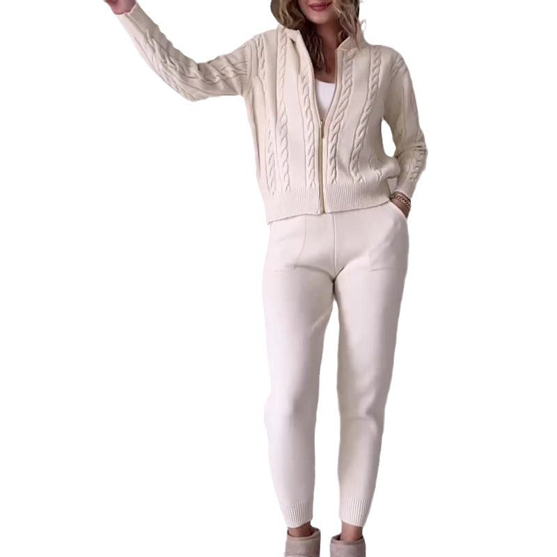 2023 Autumn New Casual Hooded Zip-Up Loungewear Set