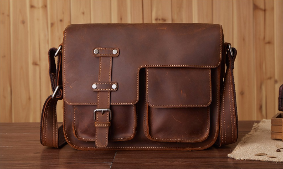 Men's Leather Shoulder Bag - Business Messenger Bag