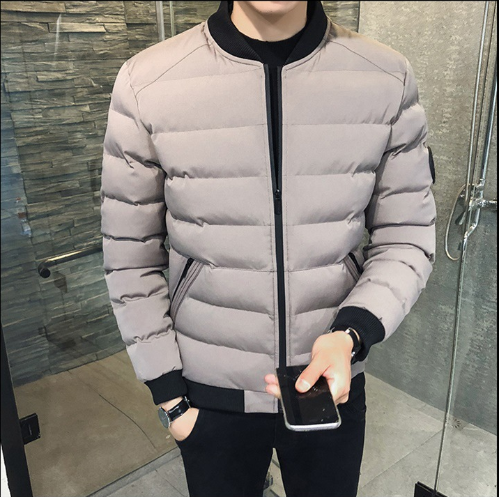 Winter Slim Fit Men's Cotton Jacket with Stand Collar