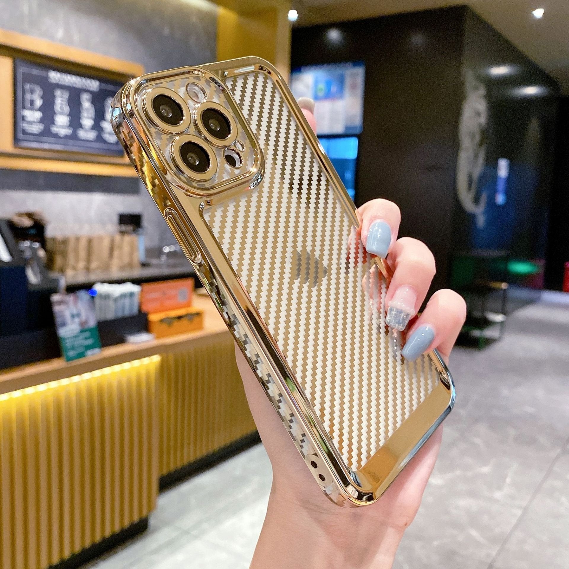 Electroplated Carbon Fiber Phone Case for iPhone 13 Pro Max