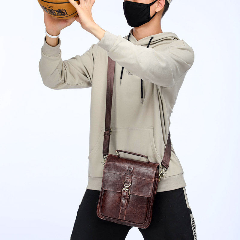 Men's Casual One Shoulder Messenger Bag in Cowhide