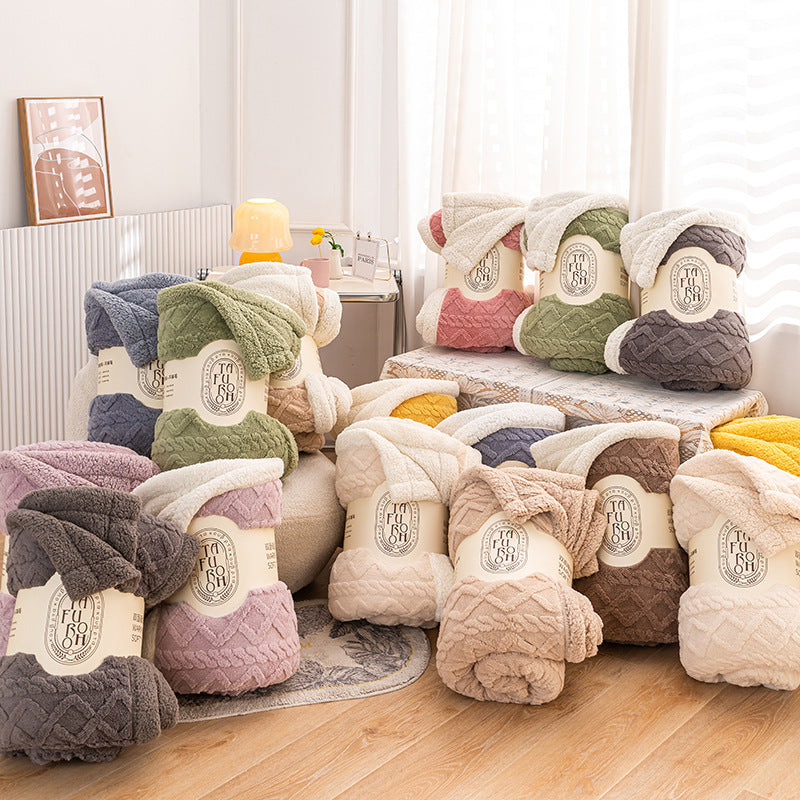 Thick Double Layer Lamb Fleece Blanket for Fall/Winter