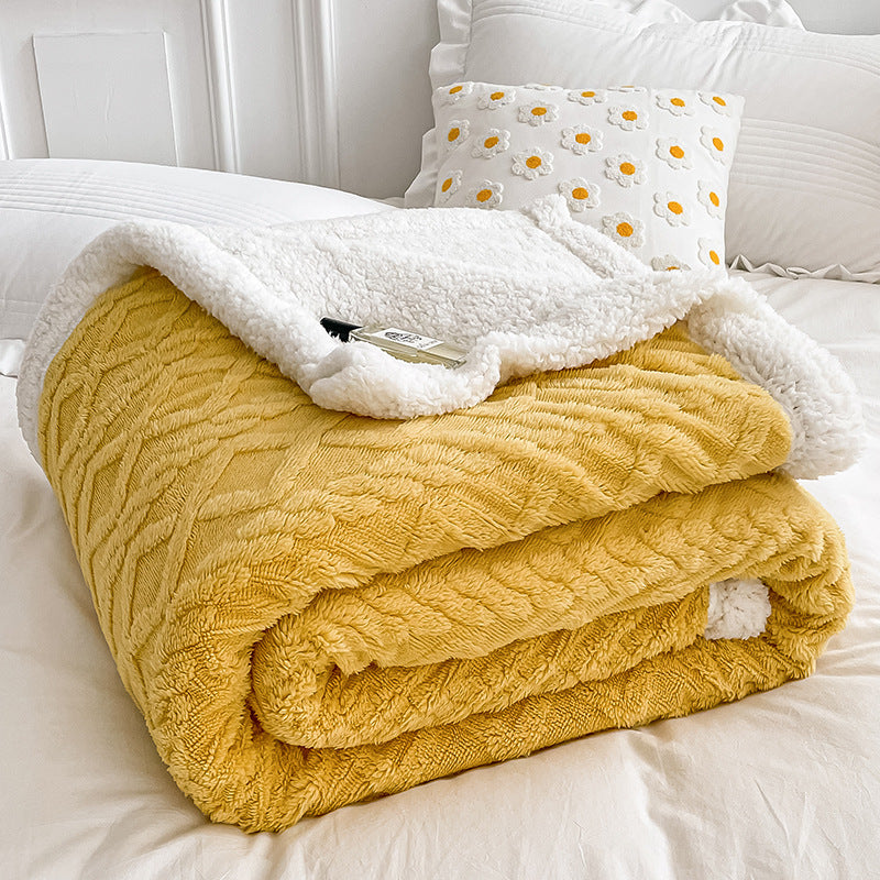 Thick Double Layer Lamb Fleece Blanket for Fall/Winter