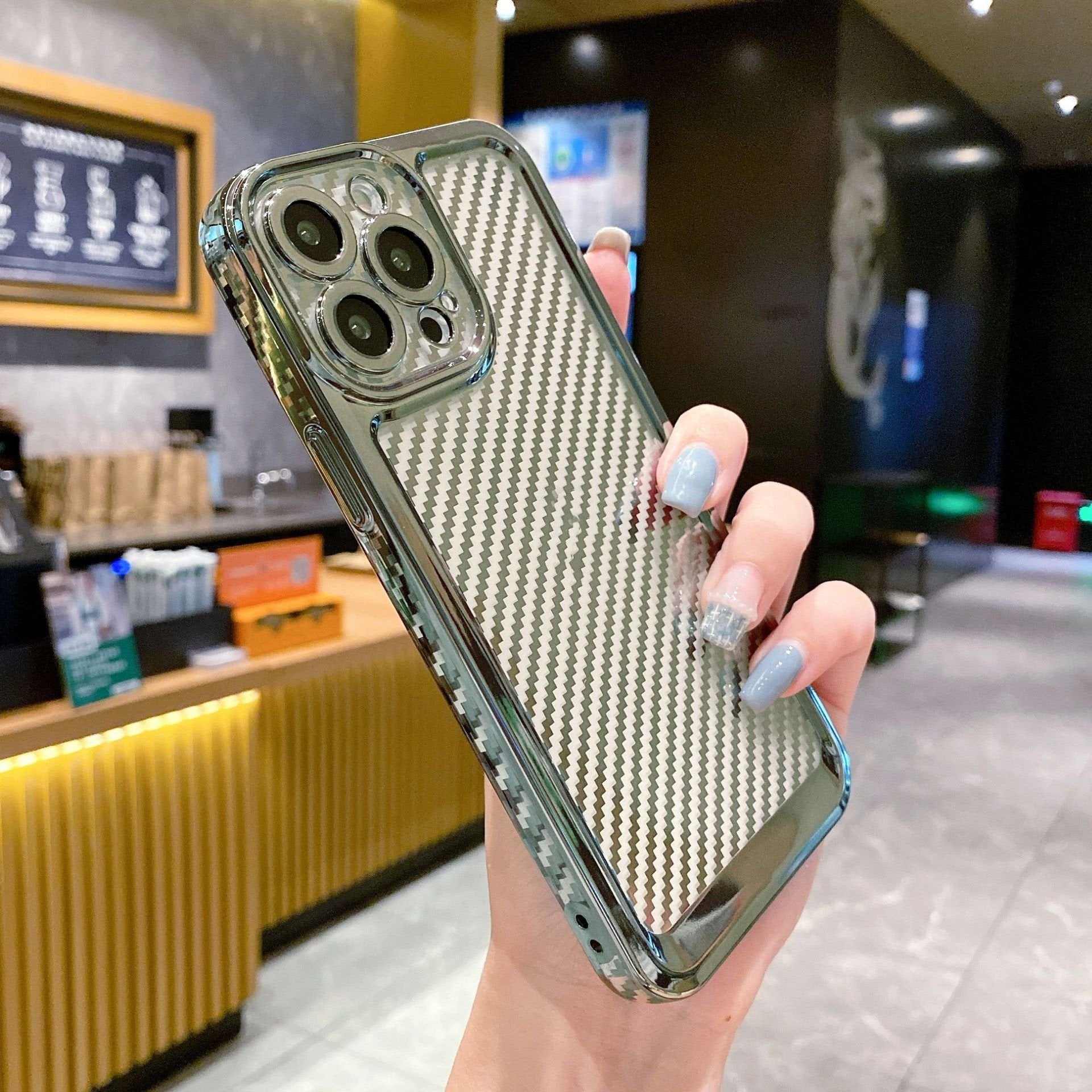 Electroplated Carbon Fiber Phone Case for iPhone 13 Pro Max