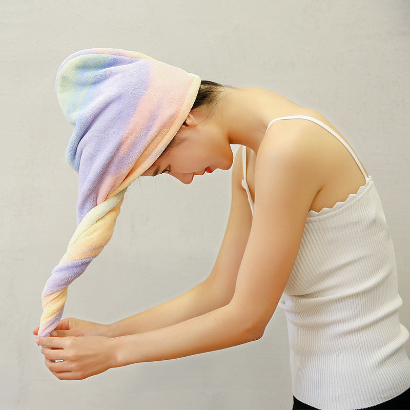 Rainbow Microfiber Bath Towel for Quick Drying Hair