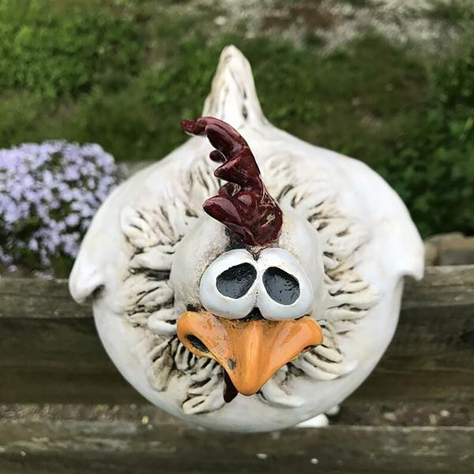 Funny Chicken Fence Resin Garden Statue for Home Decor