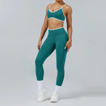 2pcs Women's Set Sports Impact Yoga High Waisted Leggings Gym Fitness Cycling Elastic Sports Yoga Bra Top Pants Suit Clothing - flohmarkt-deutschland.shop