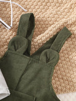 3-24 Monate Baby niedlichen kleinen Bären bedruckte Kleidung Set weiß lang ärmel ige Top grüne Riemen Hose Herbst Set für Kleinkind Mädchen - flohmarkt-deutschland.shop