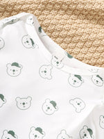 3-24 Monate Baby niedlichen kleinen Bären bedruckte Kleidung Set weiß lang ärmel ige Top grüne Riemen Hose Herbst Set für Kleinkind Mädchen - flohmarkt-deutschland.shop