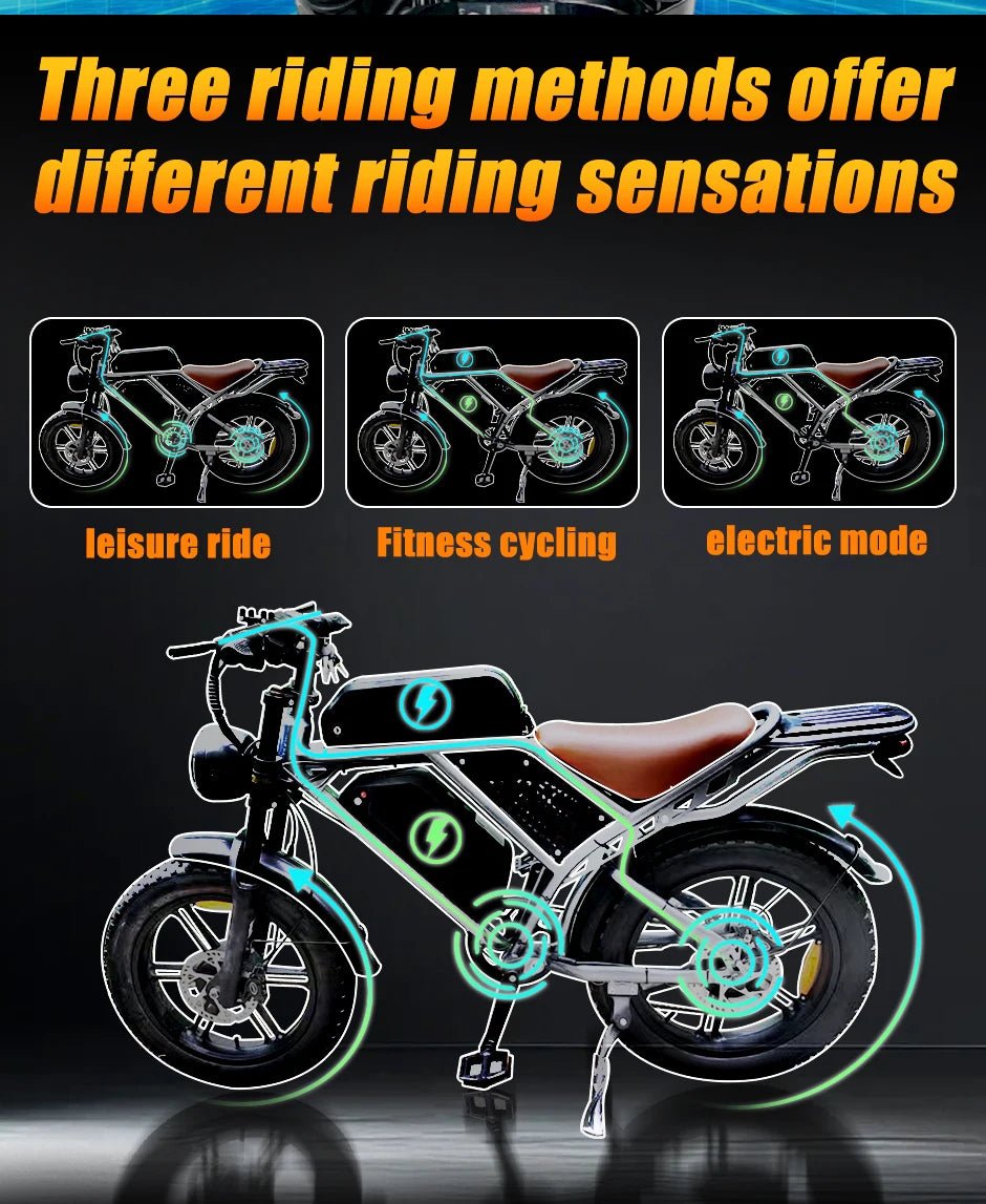 3000W Dual-Motor 48V60 Fahrrad All-Terrain Mountain E-Bike mit breiten Reifen für Erwachsene, geeignet für Schnee und Wüsten, Elektrofahrrad für Erwachsene - flohmarkt-deutschland.shop