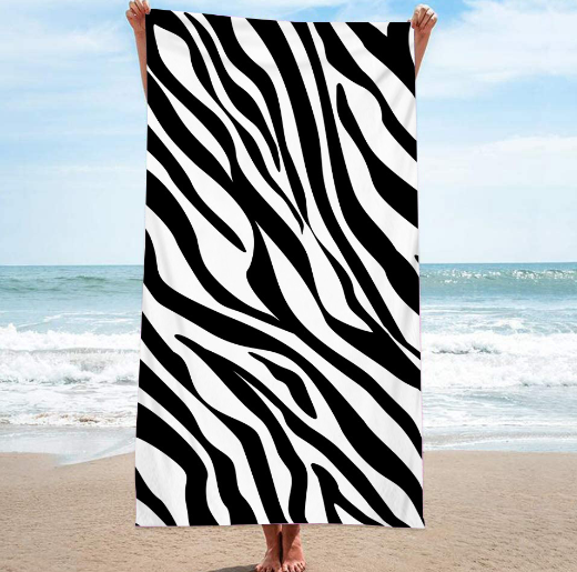 Zebra Print Microfiber Beach Towel - Oversized & Absorbent