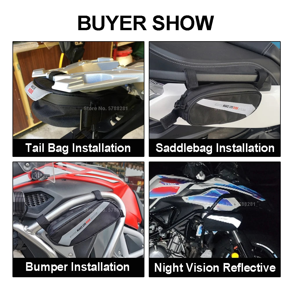 Motorcycle For BMW R 1200 1250 GS For Yamaha For Honda For Suzuki Tool Bag Side Tail Luggage Rack Gap Toolbag Night Reflective