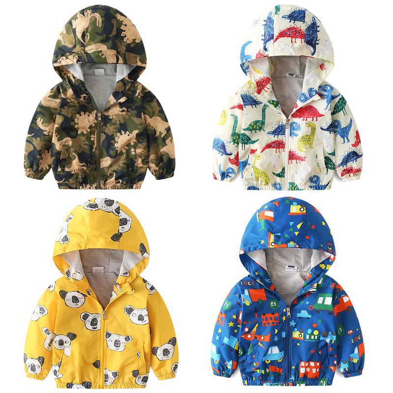 Boys' Casual Hooded Windbreaker Jacket for Spring/Fall