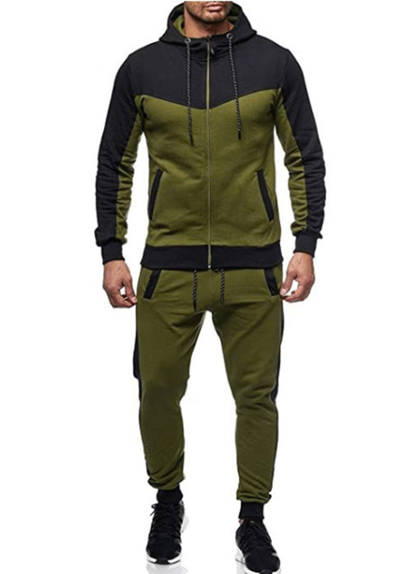Men's Hooded Sports Zip-Up Set for Autumn/Winter