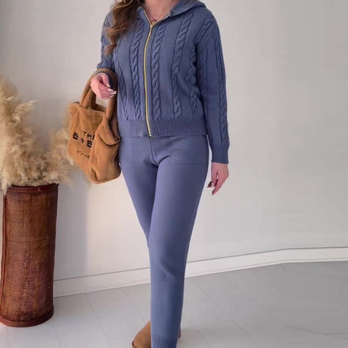 2023 Autumn New Casual Hooded Zip-Up Loungewear Set