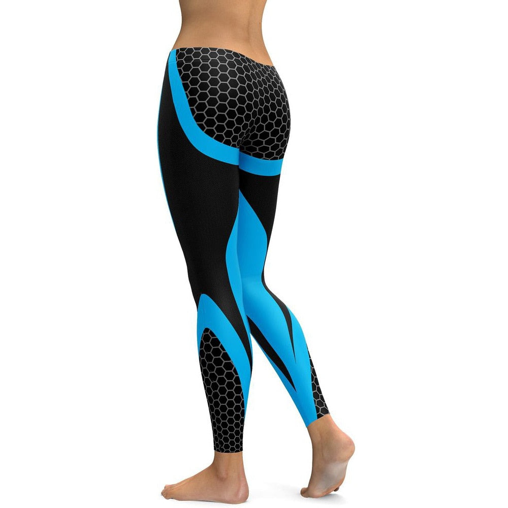 Geometric Honeycomb Digital Print Yoga Leggings