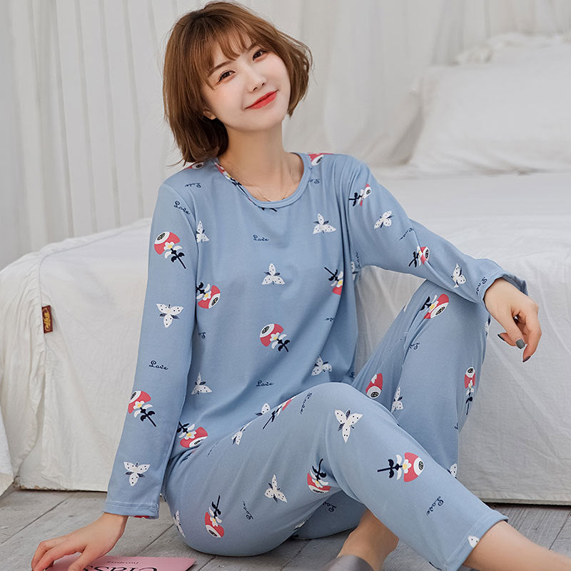 Damen Pyjama-Set mit Langen Ärmeln im Niedlichen Design