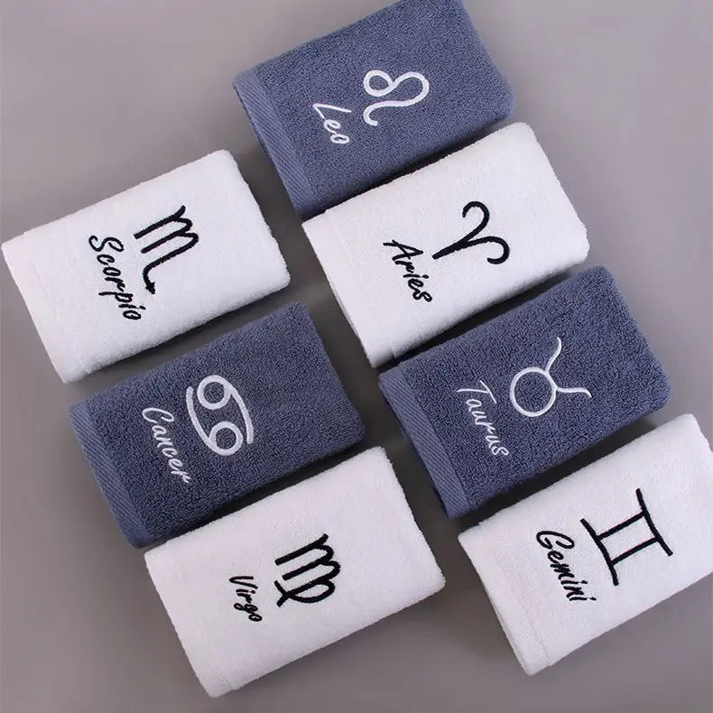 Cotton Thickened Face Towel with Embroidered Constellations