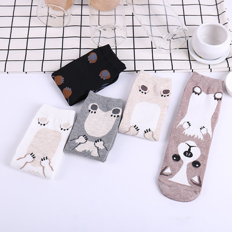 Cute Korean Cartoon Dog Cotton Mid-Calf Socks