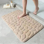 3D Rutschfeste Badematte Mit Cobblestone Relief Memory Foam Badezimmerteppich Absorbierend Maschinenwaschbar - flohmarkt-deutschland.shop